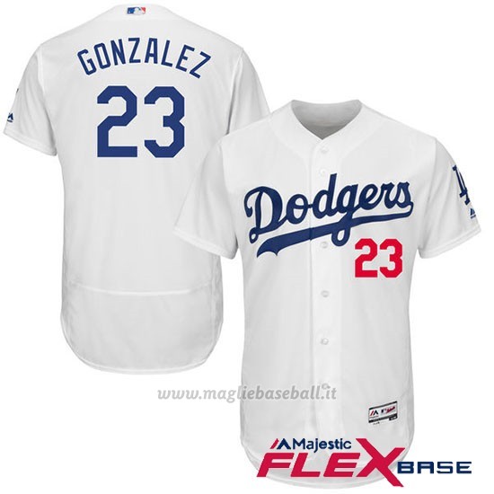 Maglia Baseball Uomo Los Angeles Dodgers Adrian Gonzalez Majestic Autentico Collezione Flex Base Bianco
